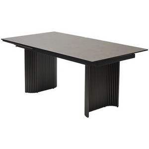 Изображение товара Стол телескоп с цельной вставкой на 8 персон RAGNAR 180 цвет 1697 Коричневая кожа, керамика/Темно-серый каркас (прямоугольная столешница, I I-образная опора)