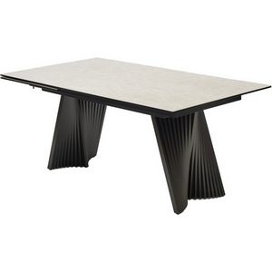 Изображение товара Стол телескоп с цельной вставкой на 8 персон YOAKIM 180 TL-102 Бежевый мрамор, испанская керамика/Темно-серый каркас (прямоугольная столешница, I I-образная опора)