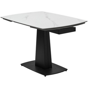 Изображение товара Стол BALDE 120 MATT WHITE MARBLE SOLID CERAMIC/BLACK (прямоугольная столешница)