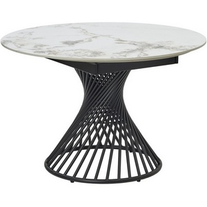 Изображение товара Стол вставка-бабочка на 10 персон BUENO 120 GLOSS GOLDEN JADE SOLID CERAMIC/BLACK (круглая столешница, О-образная опора)