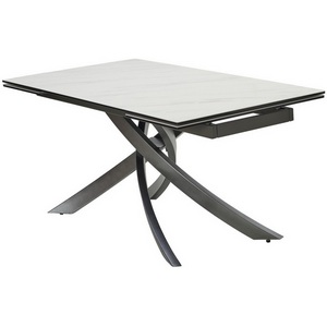Изображение товара Стол с боковыми вставками на 8 персон ESTEBIO 160 KL-99 Белый мрамор матовый, итальянская керамика/Серый металлик (прямоугольная столешница, 4 ножки)