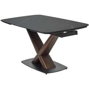 Изображение товара Стол на 8 персон BLANCO 160 MATT BLACK MARBLE SOLID CERAMIC/Орех (прямоугольная столешница)