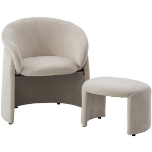 Изображение товара Кресло+оттоманка ХАГ (HUG) цвет AT5139-09 Св. бежевый, ткань/каркас металл в обивке, ®DISAUR 64575