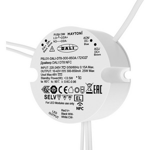 Изображение товара Источник тока DALI NFC DT8 300-850mA +PUSH DIM Maytoni Источники тока 721027