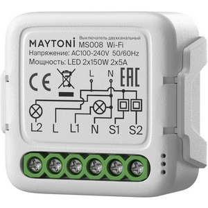 Изображение товара Wi-Fi выключатель двухканальный 300Вт Maytoni Lighting control MS008