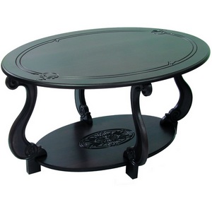 Изображение товара Стол журнальный с полкой Овация (М) темно-коричневый Mebelik (овальная столешница, 4 ножки)