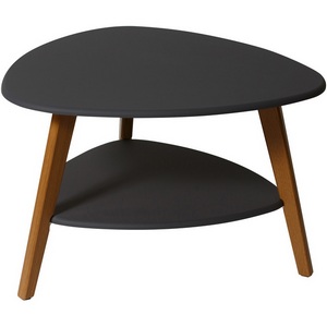 Изображение товара Стол журнальный с полкой Бруклин графит/дуб светлый Mebelik (треугольная столешница, 3 ножки)