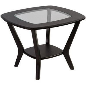 Изображение товара Стол журнальный с полкой Мельбурн со стеклом венге/венге Mebelik (квадратная столешница, 4 ножки)