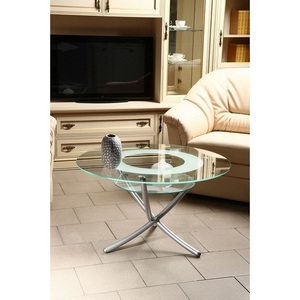 Изображение товара Стол журнальный Дуэт 4 металлик/прозрачное Mebelik (круглая столешница, 3 ножки)