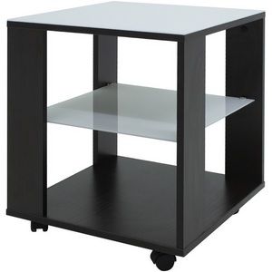 Изображение товара Стол на колесах журнальный с полкой BeautyStyle 6 венге/стекло белое Mebelik (квадратная столешница)