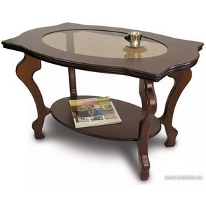 Изображение товара Стол журнальный с полкой Берже 1С тёмно-коричневый Mebelik (прямоугольная столешница, 4 ножки)
