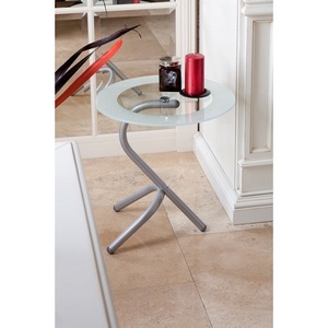 Изображение товара Стол журнальный Дуэт 5 металлик/прозрачное Mebelik (круглая столешница, 3 ножки)