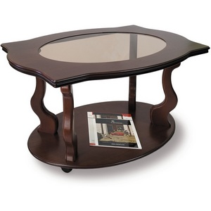 Изображение товара Стол на колесах журнальный с полкой Берже 3С темно-коричневый Mebelik (прямоугольная столешница)