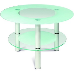 Изображение товара Стол журнальный с полкой Кристалл 3 алюминий/прозрачное Mebelik (круглая столешница, 4 ножки)