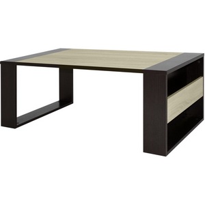 Изображение товара Стол журнальный с полкой BeautyStyle 25 венге/сонома без стекла Mebelik (прямоугольная столешница, I I-образная опора)