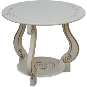 Изображение товара Стол журнальный с полкой Грация (М) слоновая кость/золото Mebelik (круглая столешница, 3 ножки)