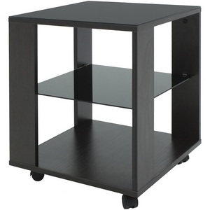 Изображение товара Стол на колесах журнальный с полкой BeautyStyle 6 венге/стекло черное Mebelik (квадратная столешница)