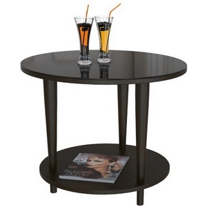 Изображение товара Стол журнальный с полкой BeautyStyle 10 венге/стекло черное Mebelik (круглая столешница, О-образная опора)