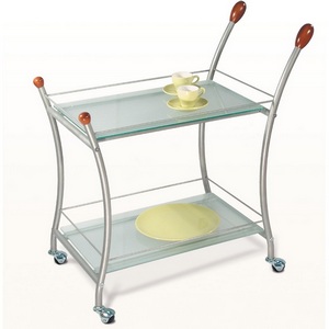 Изображение товара Стол с полкой на колесах сервировочный Поло металлик/матовое Mebelik (прямоугольная столешница, 4 ножки)