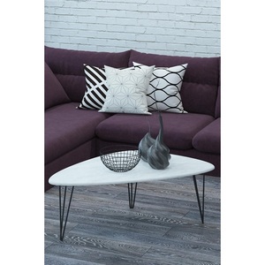 Изображение товара Стол журнальный Престон белый бетон/черный Mebelik (треугольная столешница, 4 ножки)