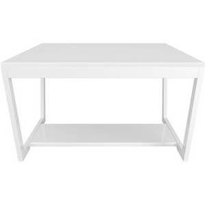 Изображение товара Стол квадратный белый журнальный с полкой BeautyStyle 1 белый глянец/стекло белое Mebelik (квадратная столешница)