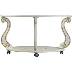 Изображение товара Стол журнальный с полкой Овация (С) на колесах слоновая кость/золото Mebelik 006754 (овальная столешница, 4 ножки)