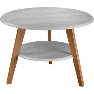 Изображение товара Стол журнальный с полкой BeautyStyle 17 дуб дымчатый/бук Mebelik (круглая столешница, 3 ножки)