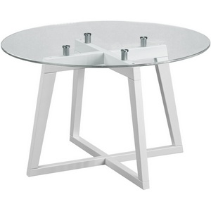 Изображение товара Стол журнальный Рилле 445 белый/стекло прозрачное (круг) Mebelik (круглая столешница, X-образная опора)