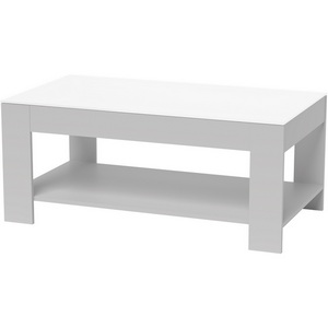 Изображение товара Стол журнальный с полкой BeautyStyle 26 графит светлый U708/стекло белое Mebelik (прямоугольная столешница, 4 ножки)