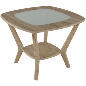 Изображение товара Стол журнальный с полкой Мельбурн со стеклом дуб сонома/дуб сонома Mebelik (квадратная столешница, 4 ножки)