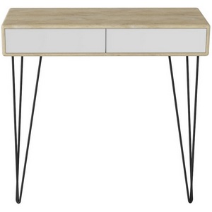 Изображение товара Стол-консоль с ящиком Телфорд дуб сонома/белый Mebelik (прямоугольная столешница, 2 ножки)