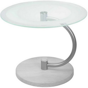 Изображение товара Стол журнальный Дуэт 13Н металлик/дуб дымчатый/прозр. Mebelik (круглая столешница)