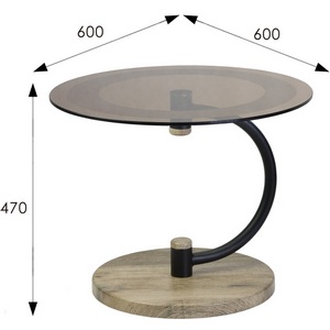 Изображение товара Стол журнальный Дуэт 13Н черный/дуб крымский состаренный/тонированное Mebelik 007247 (круглая столешница)