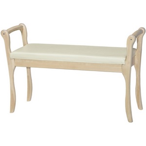 Изображение товара Скамья для прихожей с подлокотниками мягкая, экокожа крем, каркас лак от фабрики Mebelik