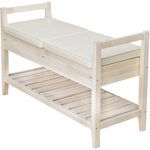 Изображение товара Скамья для прихожей Н с ящиком, экокожа крем, каркас лак от фабрики Mebelik