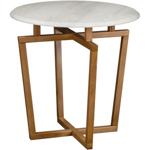 Изображение товара Стол журнальный Рилле 440 пленка дуб дымчатый/бук Mebelik (круглая столешница, X-образная опора)