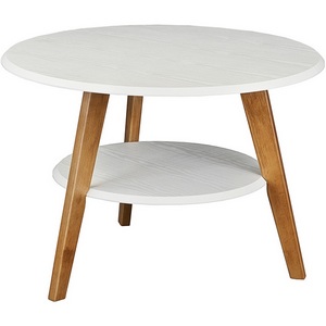 Изображение товара Стол журнальный с полкой BeautyStyle 17 белый/бук Mebelik (круглая столешница, 3 ножки)