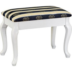 Изображение товара Банкетка Ретро с ящиком белый, ткань полоса синий Mebelik арт.007711