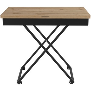 Изображение товара Стол на колесах подъемно-раскладной (раскрытая книга) универсальный трансформируемый АНДРЭ Loft ЛДСП дуб вотан/чёрный Mebelik (прямоугольная столешница, 2 ножки)