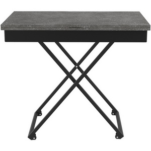 Изображение товара Стол на колесах подъемно-раскладной (раскрытая книга) универсальный трансформируемый АНДРЭ Loft ЛДСП терраццо/чёрный Mebelik (прямоугольная столешница, 2 ножки)