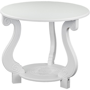 Изображение товара Стол журнальный с полкой Грация (М) ЛАЙТ белый Mebelik (круглая столешница, 3 ножки)