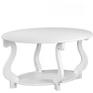 Изображение товара Стол журнальный с полкой Овация (М) ЛАЙТ белый Mebelik (овальная столешница, 4 ножки)