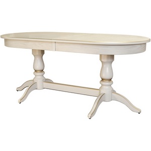 Изображение товара Стол вставка-бабочка на 8 персон обеденный Тарун 3 раздвижной слоновая кость/золото 150/200*84 Mebelik (овальная столешница, 6 ножек)