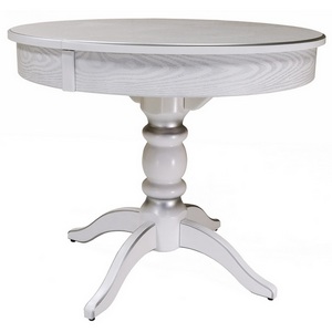 Изображение товара Стол вставка-бабочка обеденный Фидея 4 раздвижной белый/серебро 90/130*90 Mebelik (круглая столешница, 4 ножки)