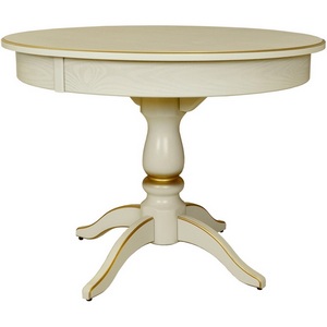 Изображение товара Стол вставка-бабочка обеденный Моро 04 раздвижной слоновая кость/золото 100/140*100 Mebelik (круглая столешница, 4 ножки)