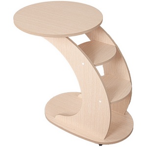 Изображение товара Стол журнальный с полкой на колесах подкатной Стелс молочный дуб Л Mebelik (круглая столешница)