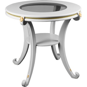 Изображение товара Стол журнальный с полкой Глория С молочный дуб Л Mebelik 008628 (круглая столешница, 4 ножки)