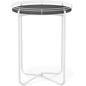 Изображение товара Столик журнальный SHT-CT20 каменный уголь/белый муар Mebelik (круглая столешница, X-образная опора)