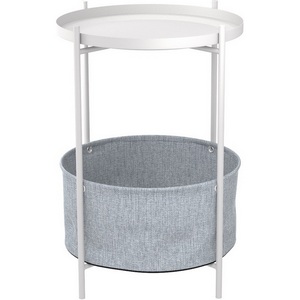 Изображение товара Стол журнальный с ящиком Берген рогожка 82/82/белый муар Mebelik 008936 (круглая столешница, 4 ножки)