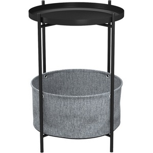 Изображение товара Стол журнальный с ящиком Берген рогожка 82/39/черный муар Mebelik 008937 (круглая столешница, 4 ножки)